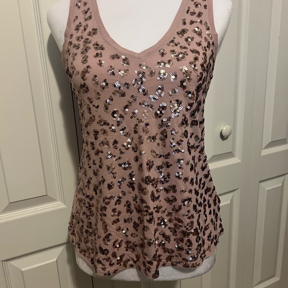 Sequin Embellished Pink Tank Top - Picture 1 of 6